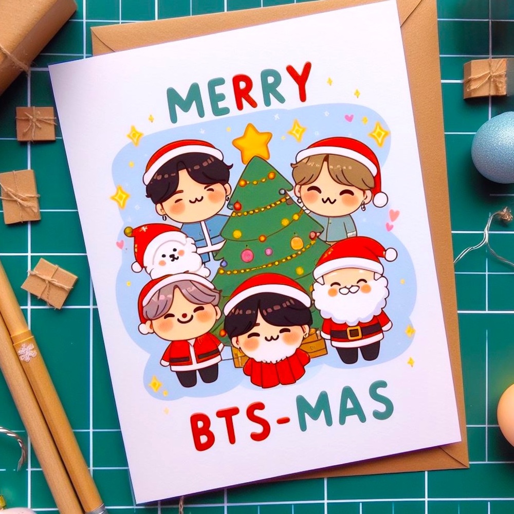 Handmade K-Pop BTS Christmas Card